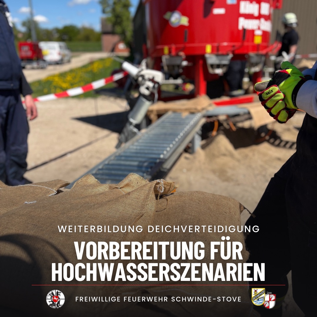 Sandsäcke vor einer Sandfüllmaschine