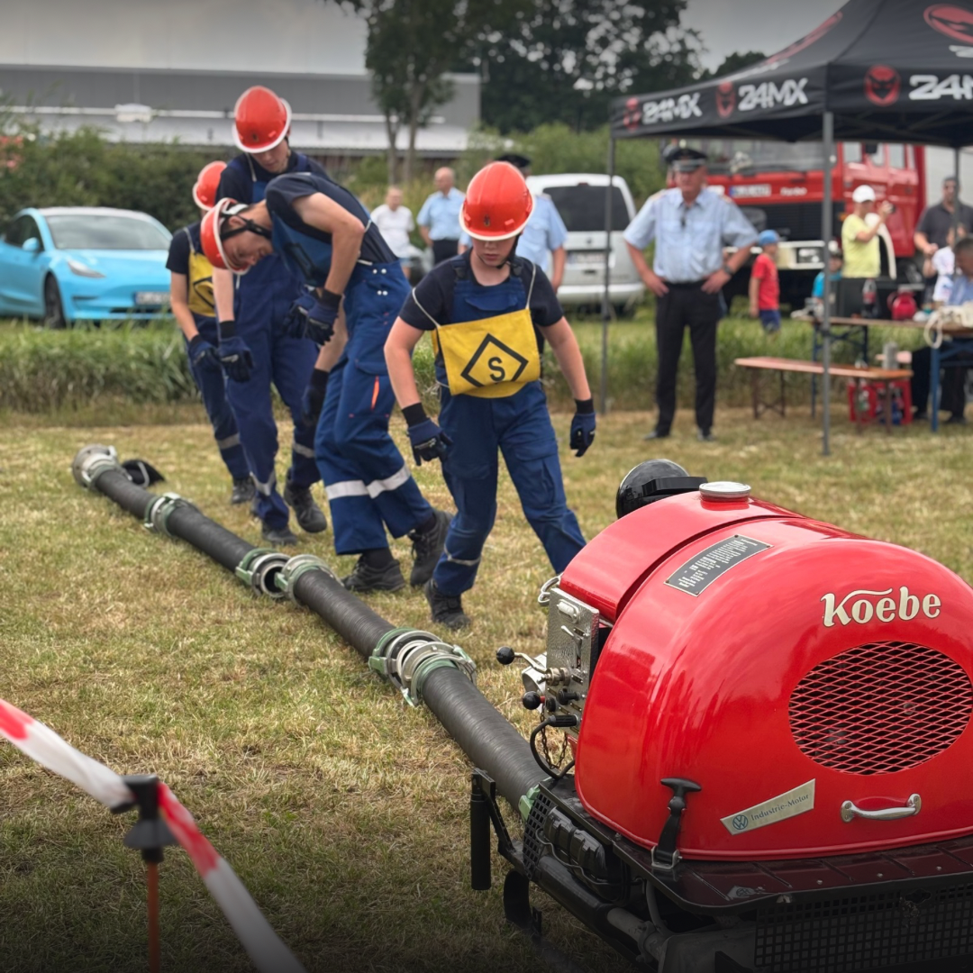 Die Jugendfeuerwehr Schwinde-Stove beim Wettkampf am Gemeindefeuerwehrtag