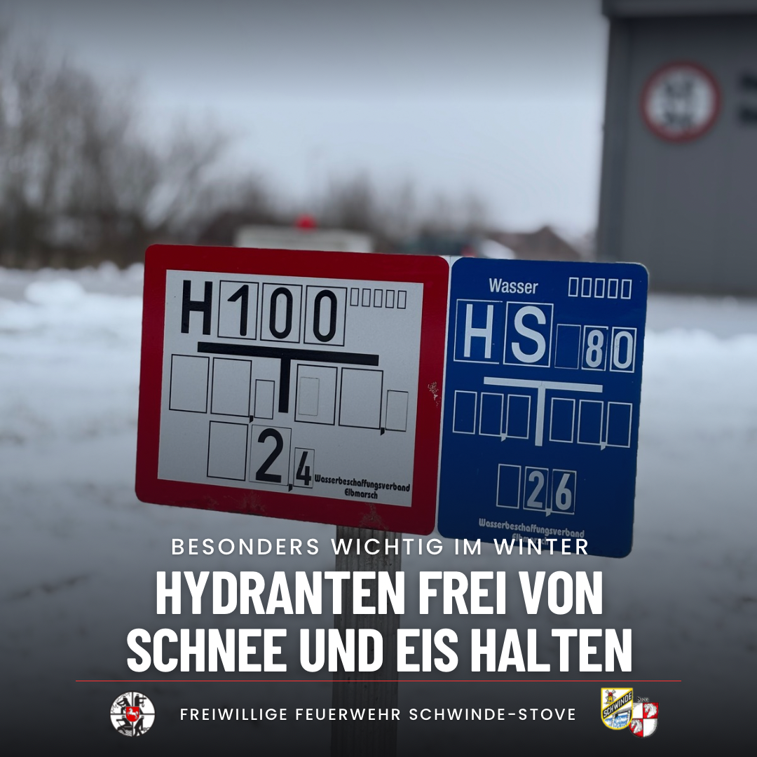 Ein Hydrantenschild im Winter