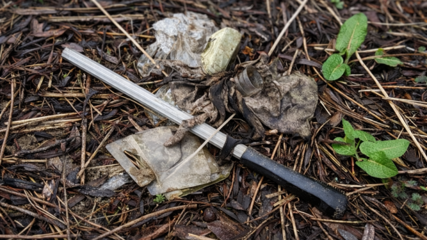 Ein Haufen Müll auf einer Wiese