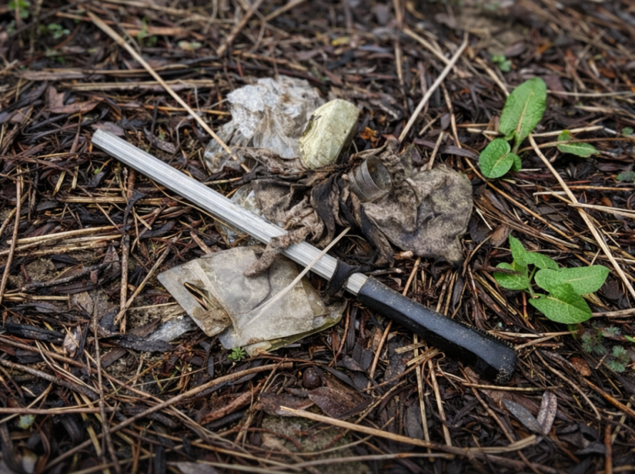 Ein Haufen Müll auf einer Wiese