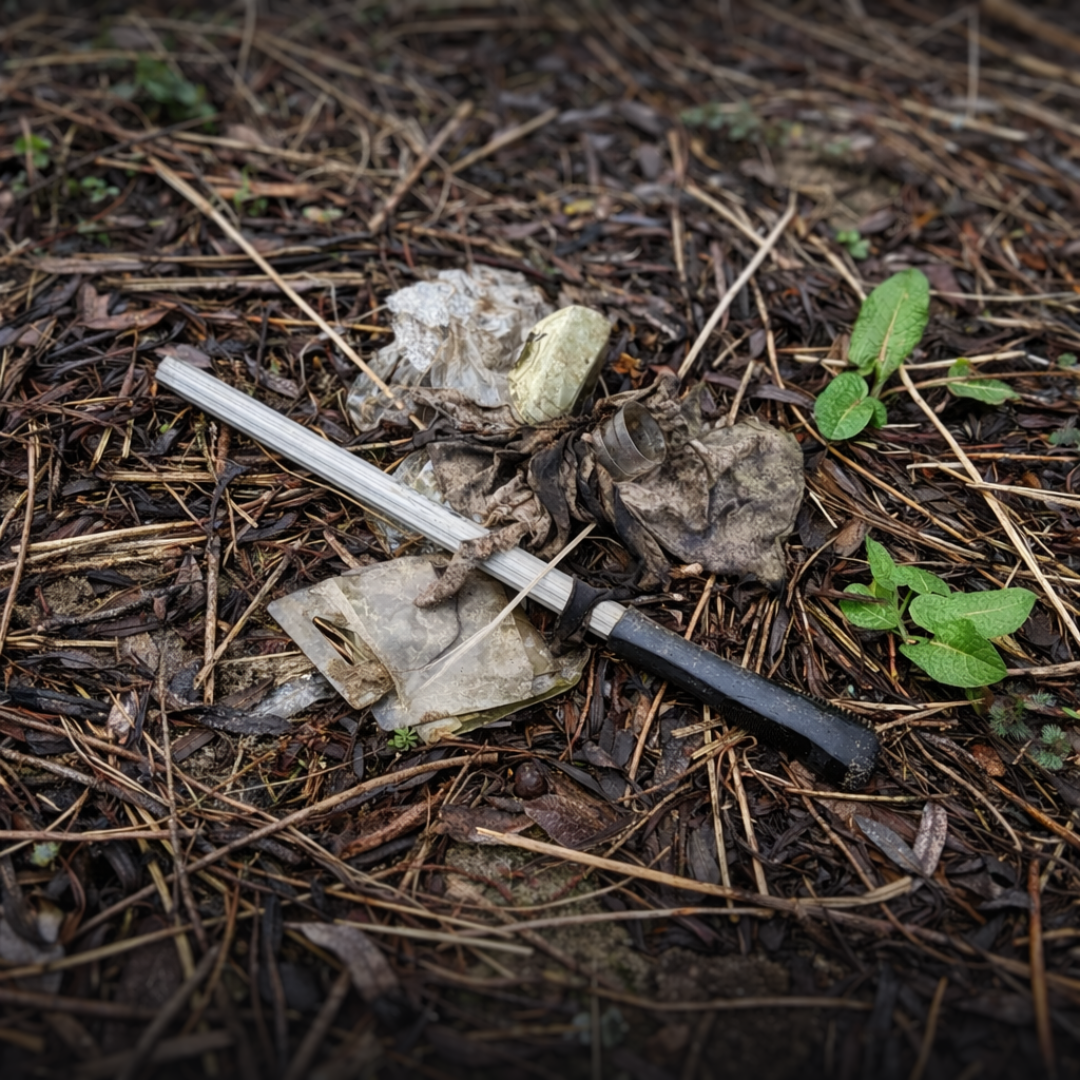 Ein Haufen Müll auf einer Wiese