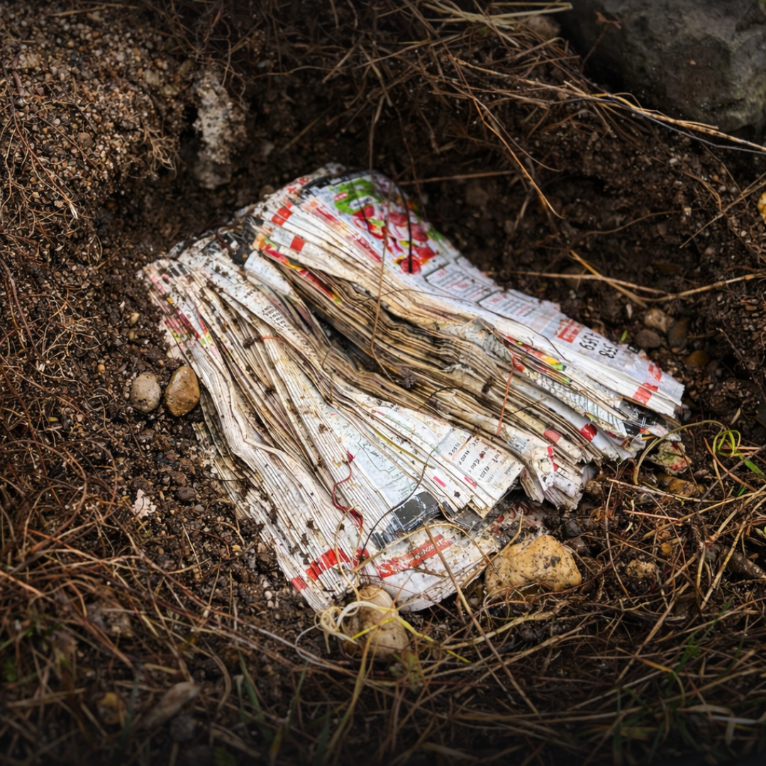 Ein Haufen Zeitung auf einer Wiese