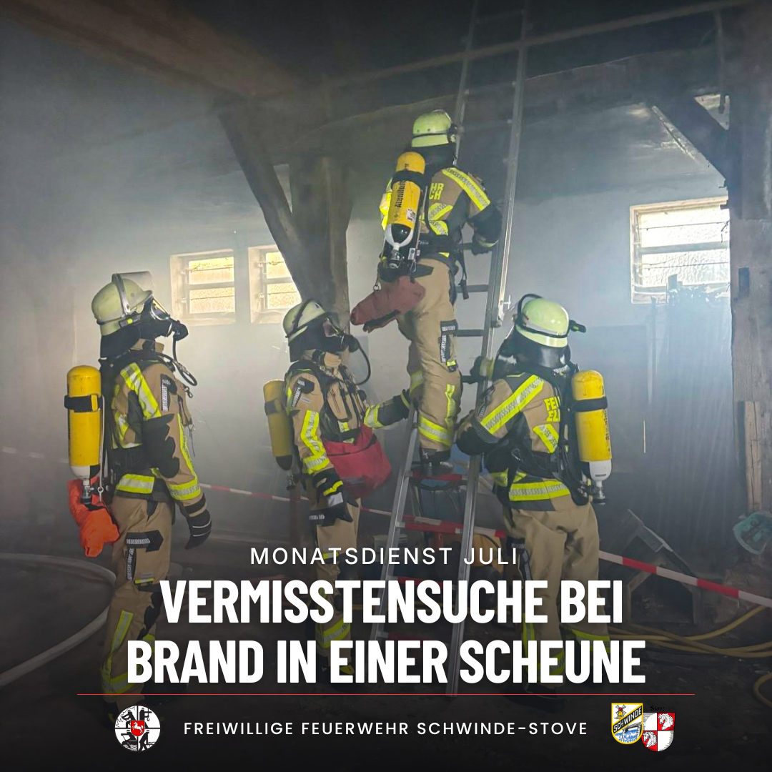 Trupps unter Atemschutz erkunden ein verrauchtes Gebäude