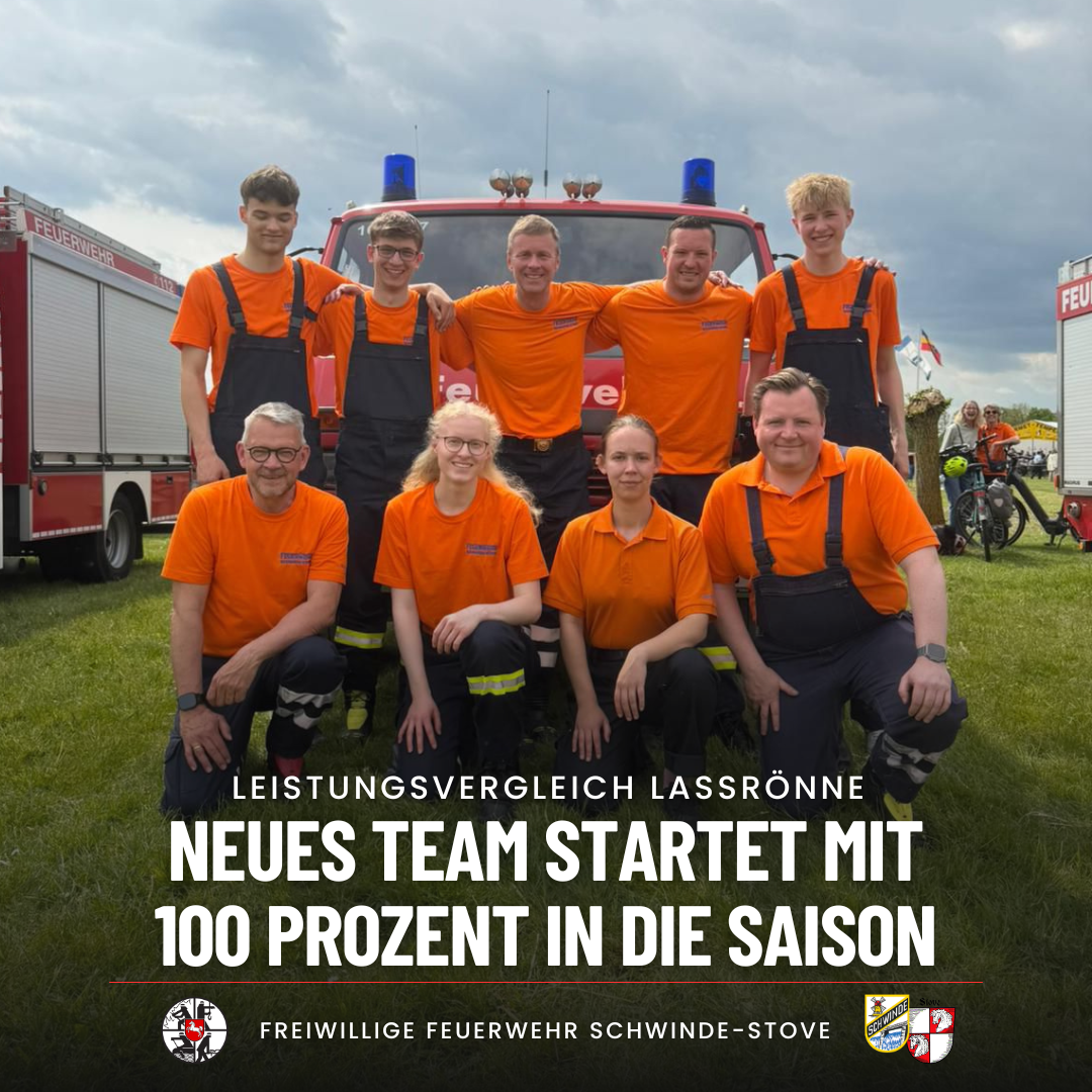Wettbewerbsgruppe der FF Schwinde-Stove beim Leistungsvergleich in Lassrönne
