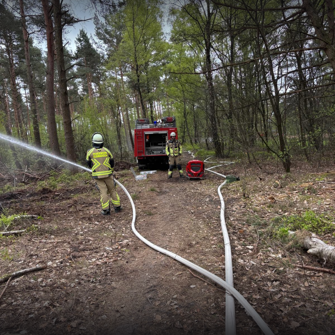 Feuerwehrmann löscht Waldbrand